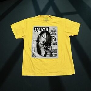 Aaliyah Graphic T Shirt Yellow Princess of R&B Tee Unisex Size Large